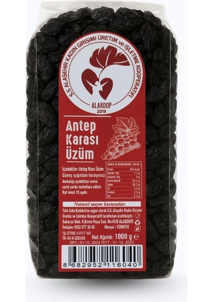 Antep Karası (Çekirdekli) Siyah Kuru Üzüm 1 kg