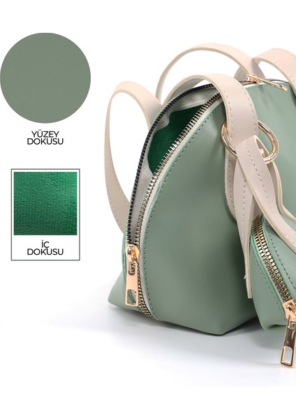 Mint Yeşil/krem SHK232 Suni Deri Tek Bölmeli Charm Mini Çanta Aksesuarlı El, Kol ve Omuz Çantası indirimleri