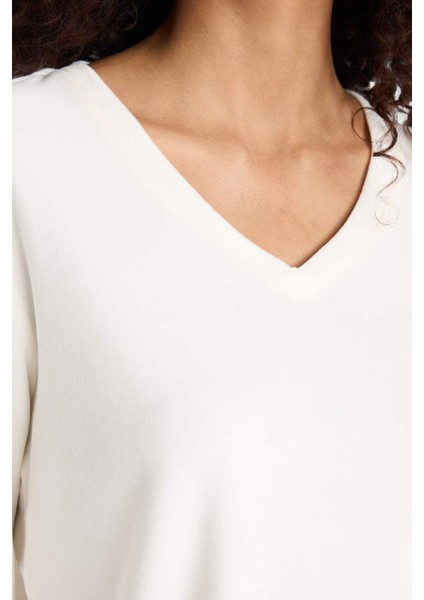 Pijama Takımı Regular Fit Uzun Kollu Velur Üst Çizgili Uzun Alt-Fall in Love A6205AX25AU fırsatları