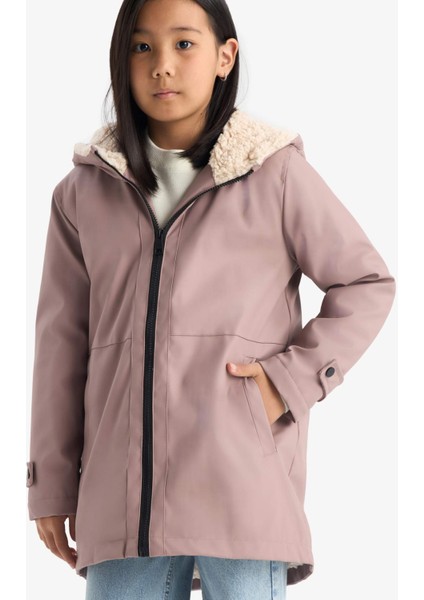 Kız Çocuk Su Geçirmez Kapüşonlu Fermuarlı Yağmurluk C5229A825AU