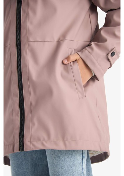 Kız Çocuk Su Geçirmez Kapüşonlu Fermuarlı Yağmurluk C5229A825AU