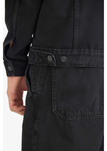 Regular Fit Düğmeli Cepli Denim Ceket F4738AX25AU
