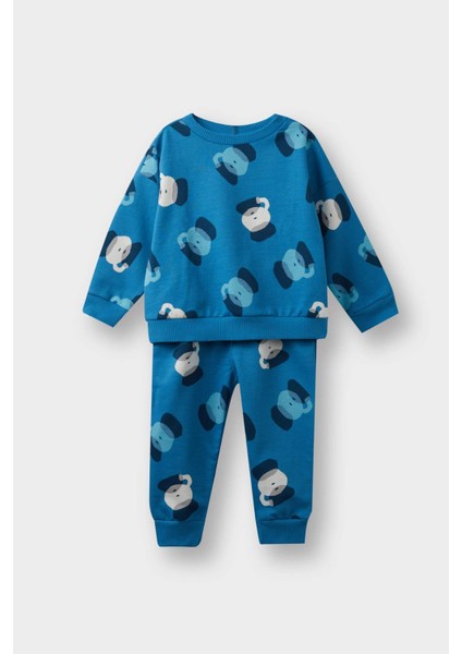 Erkek Bebek 2'li Takım Desenli Sweatshirt Eşofman Altı