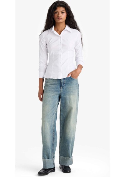 Regular Fit Bengalin Uzun Kollu Gömlek I5278AZ25AU fiyatları