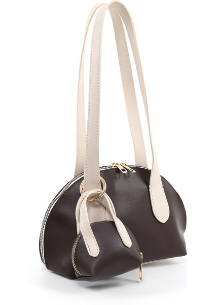 Kahverengi/krem SHK232 Suni Deri Tek Bölmeli Charm Mini Çanta Aksesuarlı El, Kol ve Omuz Çantası fiyatları