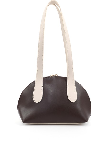 Kahverengi/krem SHK232 Suni Deri Tek Bölmeli Charm Mini Çanta Aksesuarlı El, Kol ve Omuz Çantası modelleri