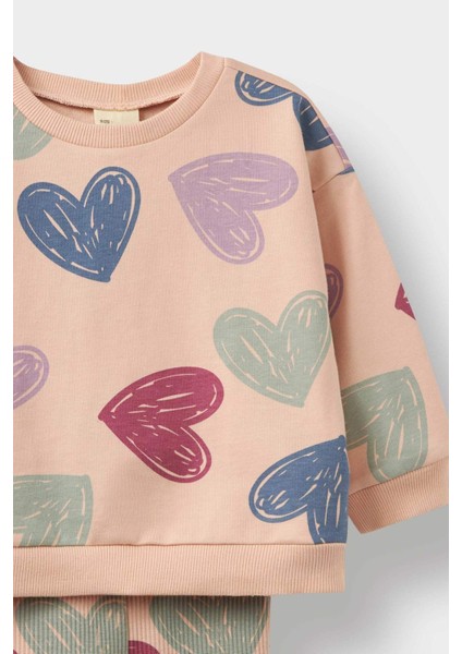 Kız Bebek 2'li Takım Kalp Desenli Sweatshirt İspanyol Paça Tayt F0516A525AU modelleri