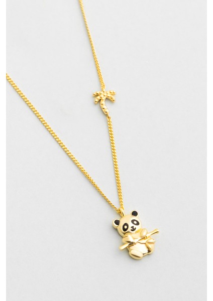 Little Panda 18 Ayar Beyaz Altın Kaplama 46 cm Gümüş Kolye indirimleri