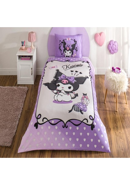 Taç Lisanslı Kuromi Tek Kişilik Pamuk Nevresim Takımı