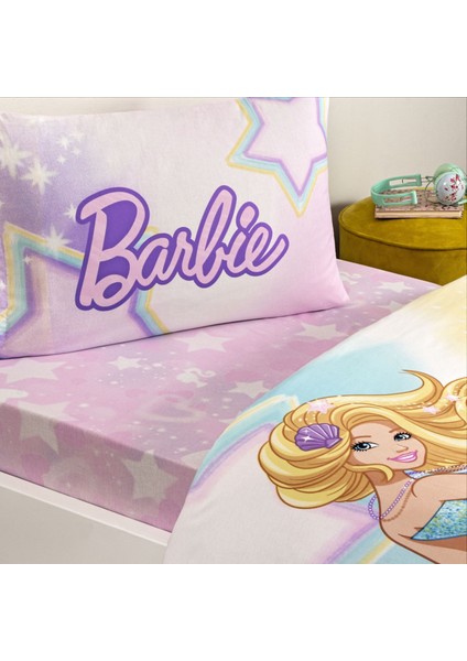 Taç Lisanslı Barbie Mermaid Tek Kişilik Pamuk Nevresim Takımı modelleri