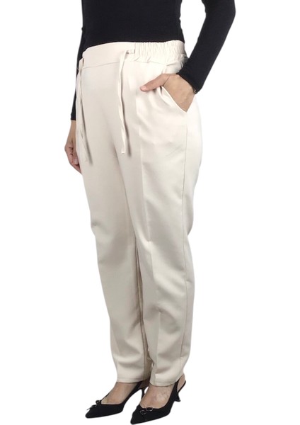 Kadın Beli Lastikli Boru Paça Pantolon Tolmera1