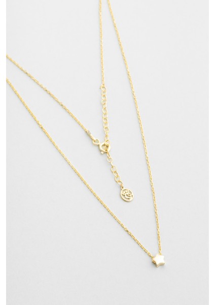 Little Star 18 Ayar Sarı Altın Kaplama 44 cm Gümüş Kolye