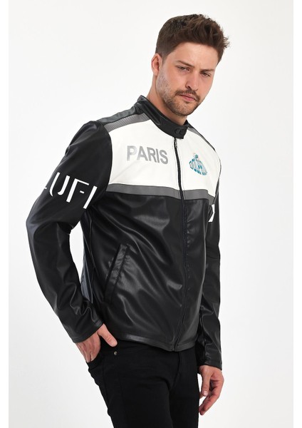 Erkek Oversize Transfer Baskılı Motorcu Biker Ceket Yarışçı Kolej Mont Şeritli Fermuarlı Mont fırsatları