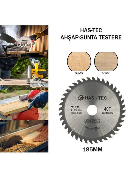 185 mm Ahşap & Sunta Kesici Testere – T.c.t Saw Blade | 185 x 1.3 x 30 mm 40T