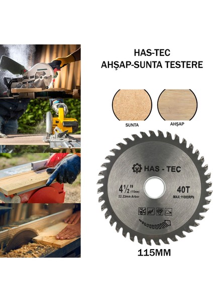 115 mm Ahşap & Sunta Kesici Testere – T.c.t Saw Blade | 115 x 1.6 x 22.23 mm 40T