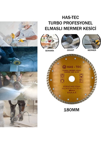 180 mm Turbo Profesyonel Elmaslı Mermer Kesici | Seramik, Porselen, Mermer ve Granit Kesici