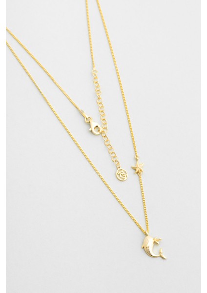 Little Whale 18 Ayar Sarı Altın Kaplama 46 cm Gümüş Kolye