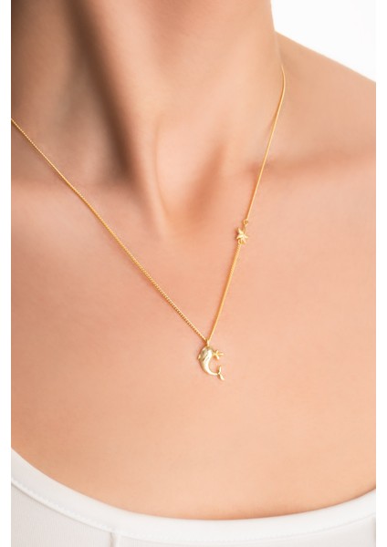 Little Whale 18 Ayar Sarı Altın Kaplama 46 cm Gümüş Kolye fiyatları