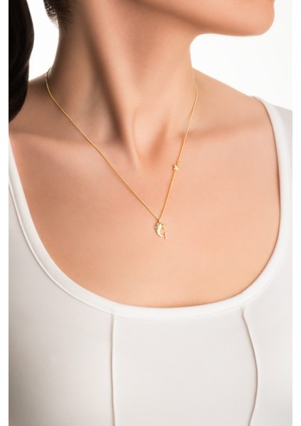 Little Whale 18 Ayar Sarı Altın Kaplama 46 cm Gümüş Kolye fırsatları