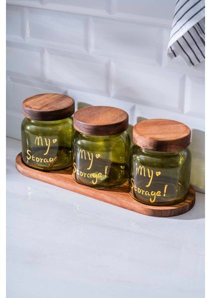 Pierre Akasya Kapaklı Kavanoz Seti - 12 cm