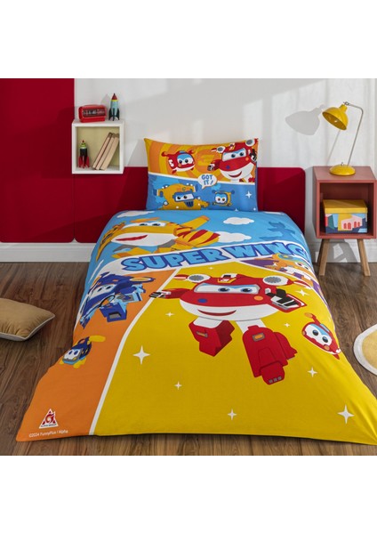 Taç Lisanslı Harika Kanatlar Fliying Tek Kişilik Pamuk Nevresim Takımı