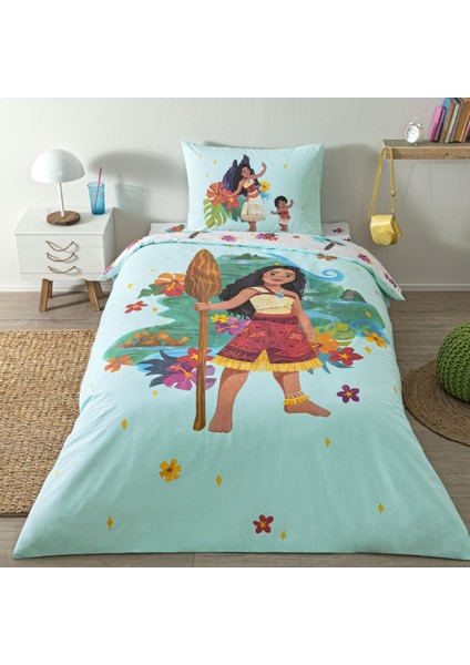 Taç Lisanslı Disney Moana Tek Kişilik Pamuk Nevresim Takımı