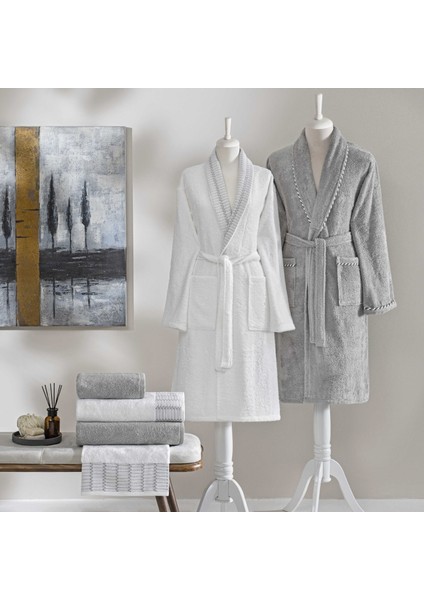 Linka Bamboo Classic Aile Seti Beyaz Gri