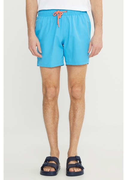 Erkek Mavi Standart Fit Normal Kesim Hızlı Kuruyan Yan Cepli Desenli Mayo fiyatları