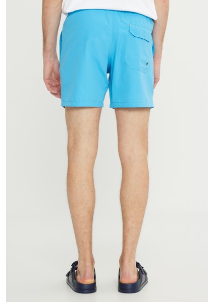 Erkek Mavi Standart Fit Normal Kesim Hızlı Kuruyan Yan Cepli Desenli Mayo