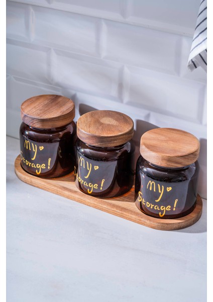 Pierre Akasya Kapaklı Kavanoz Seti - 12 cm