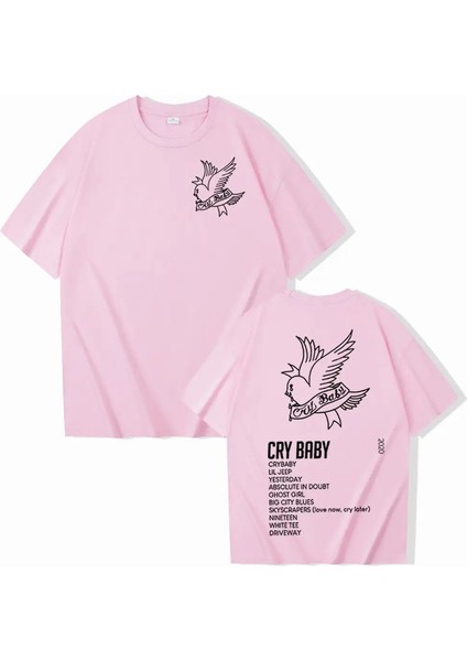 Lil Peep Crybaby% 100 Pamuklu Yaz Erkekler Yuvarlak Boyun Kısa Kollu T-Shirt Açık Hip-Hop Top Street Moda Erkekler Giyim Pembe/boyut: S (Yurt Dışından)