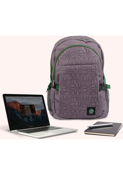 Moods Up Lucky Su Geçirmez Kumaşlı 15.6 inç Laptop Uyumlu Okul Sırt Çantası Gri indirimleri