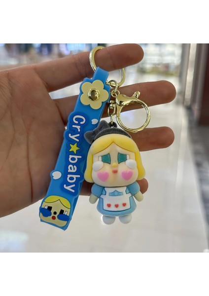 Kawaii Crybaby Keychain Karikatür Karikatür Üç Boyutlu Bebek Öğrencileri Okul Çantası Kolye Araba Ana Zincir Leri Çocuklar Için E (Yurt Dışından)