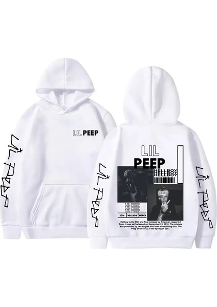 Rapçi Lil Peep Cehennem Boy Crybaby Hoodie Erkekler Hip Hop Moda Büyük Boyutlu Kapşonlu Sweatshirt Erkek Sıradan Polar Pamuk Retro Külot Beyaz/boyut: S (Yurt Dışından)