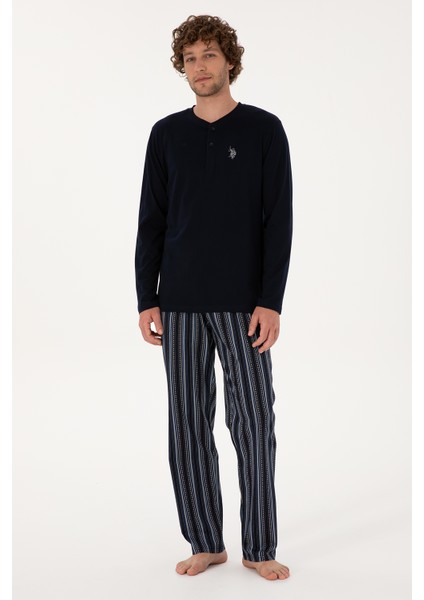 Erkek Lacivert Pijama Takım 50318607-VR033 fırsatları