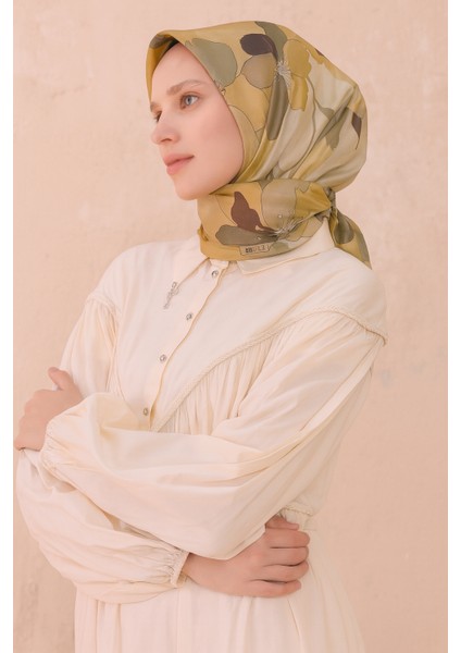 Tivil İpek Eşarp 4100 - 34 Sarı Karışık Desen