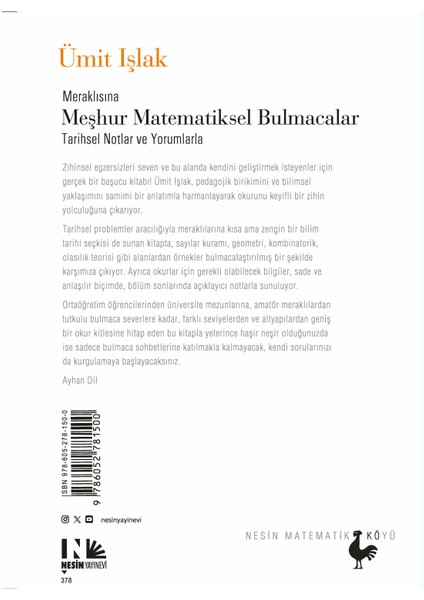 Meraklısına Meşhur Matematiksel Bulmacalar: Tarihsel Notlar ve Yorumlarla fiyatları
