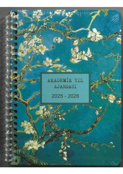 15X21.5 Spiralli Sert Kapak Akademik Yıl Ajandası - Almond Blossom (Van Gogh) 2025-2026