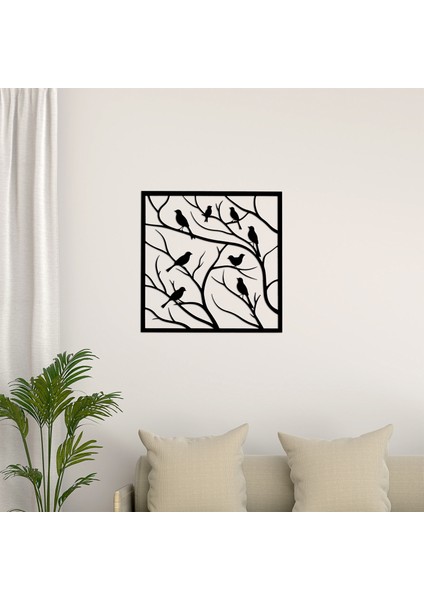 Dekoratif Kuşlar ve Ağaç Dalı Ahşap Tablo Siyah Modern Duvar Dekoru fiyatları
