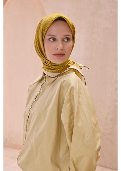 Tivil İpek Eşarp 4128 - 31 Yağ Yeşili Karışık Desen