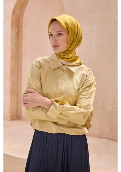 Tivil İpek Eşarp 4128 - 31 Yağ Yeşili Karışık Desen fiyatları