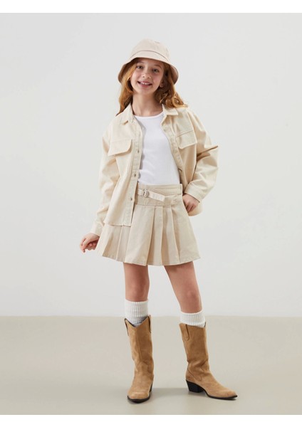 Lcw Kids Bej Beli Lastikli Pileli Kız Çocuk Şort Etek fiyatları