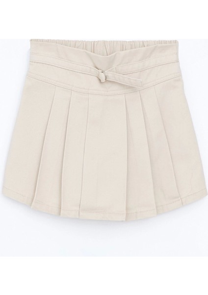 Lcw Kids Bej Beli Lastikli Pileli Kız Çocuk Şort Etek modelleri