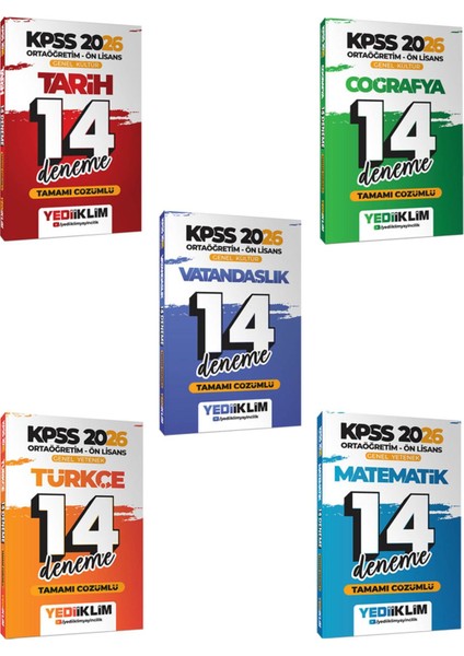 2026 Kpss Ortaöğretim Ön Lisans Gy-Gk 5 Li Tüm Dersler 14 Deneme Seti Tamamı Çözümlü