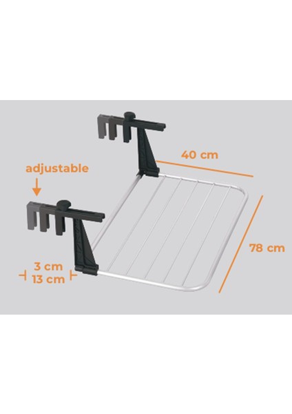 AHDRY1455 Balcony Medium Alüminyum Çamaşır Kurutmalık