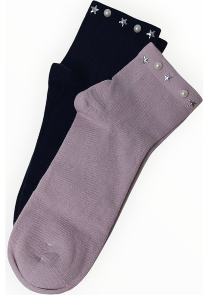 2 Çift Kadın Incili Soket Çorap Lacivert-Pudra fiyatları
