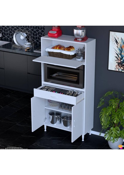 Vio (70X163,4X32.5 Cm) Çekmeceli, Kapaklı, Ekmeklikli. Mini/midi Mikrodalga Mutfak Dolabı fiyatları