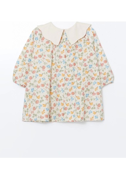 Lcw Kids Ekru Bebe Yaka Çiçekli Gabardin Kız Çocuk Elbise fiyatları