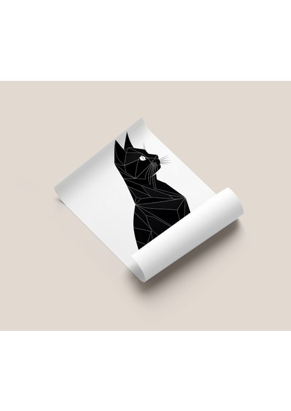Çerçevesiz Poster, Dijital Baskı Geometrik Desen Siyah Kedi Poster, Modern, Soyut, Minimalist Poster, Kedi Poster fiyatları