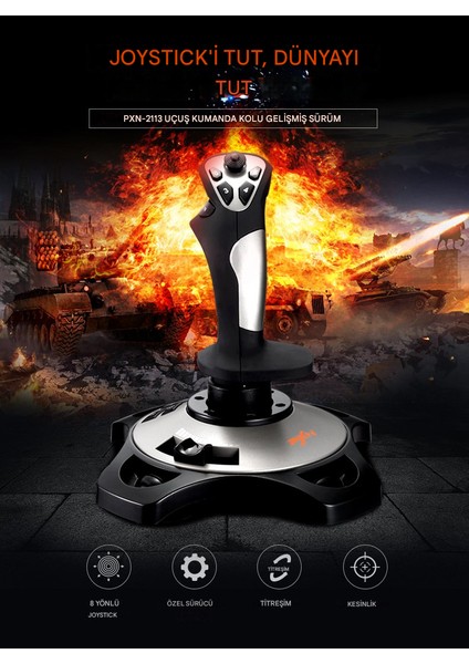 2113 Pro Uçuş Simülatör Joystick Kontrolcü Pc